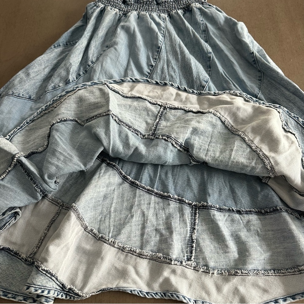 YOUNG THREADS Noelle Tiered Denim Patchwork Halte… - image 8